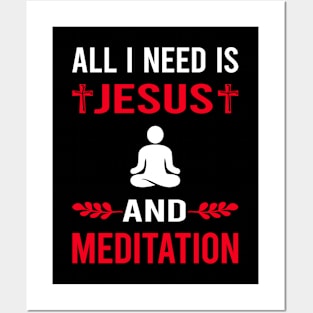 I Need Jesus And Meditation Meditate Meditating Mindfulness Posters and Art